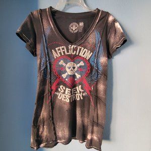 Affliction, Size M, Pink and Blue  short sleeve tee